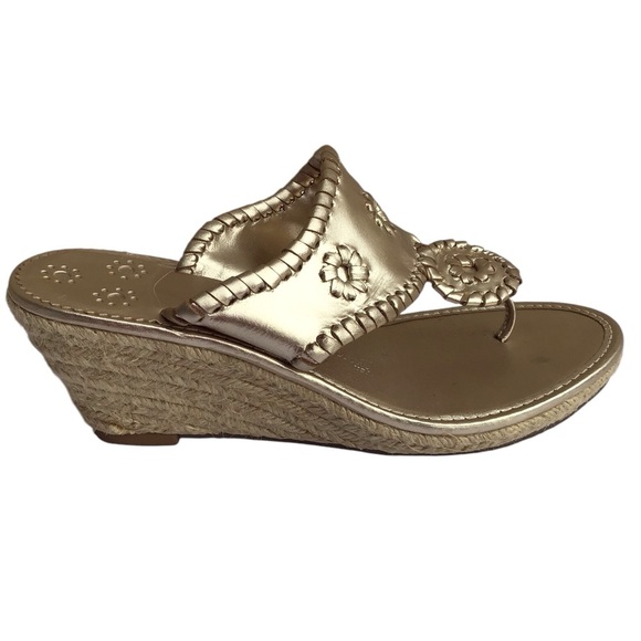 Jack Rogers Metallic Gold Wedge Sandals - Picture 2 of 8